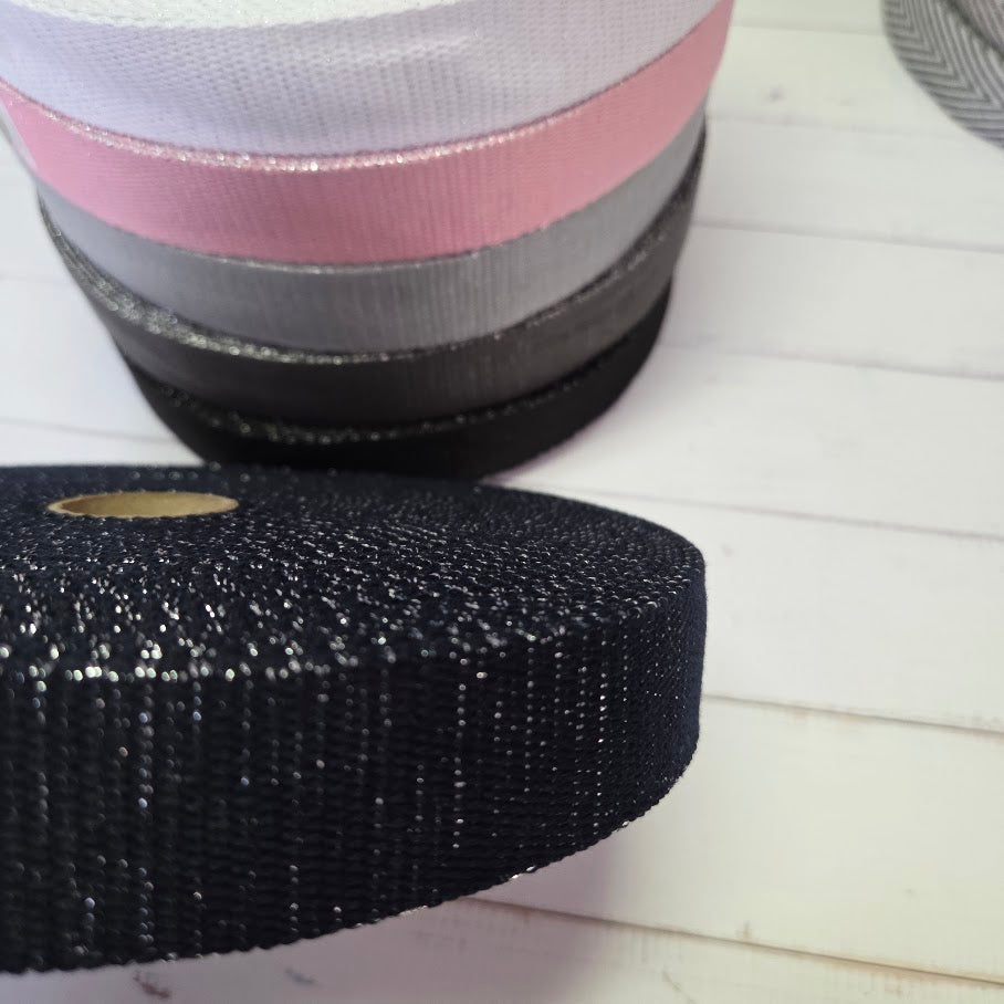 Silber Glitzer Gurtband - verschiedene Farben - 30mm