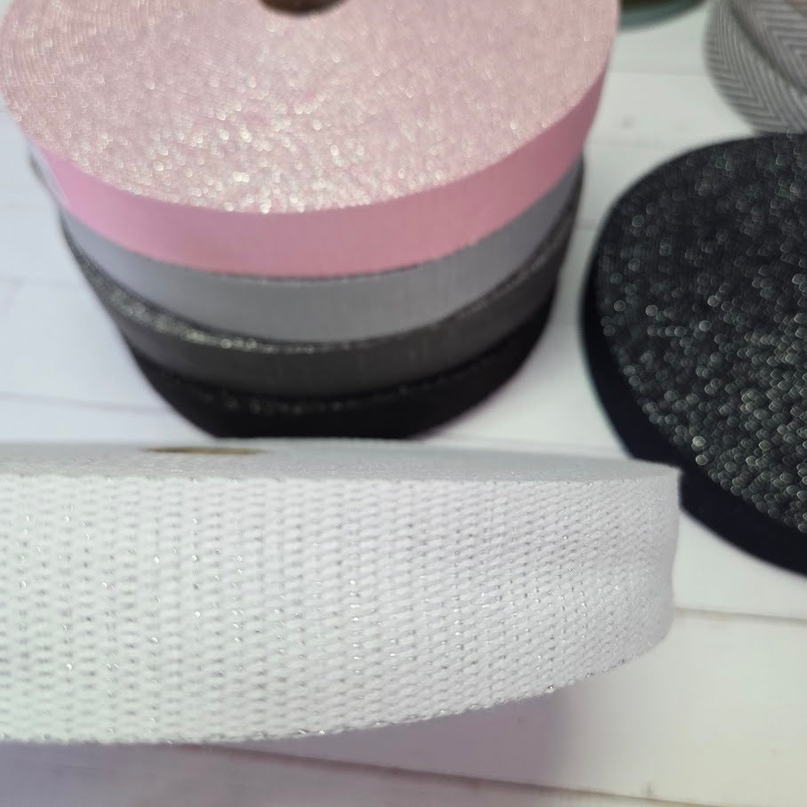 Silber Glitzer Gurtband - verschiedene Farben - 30mm