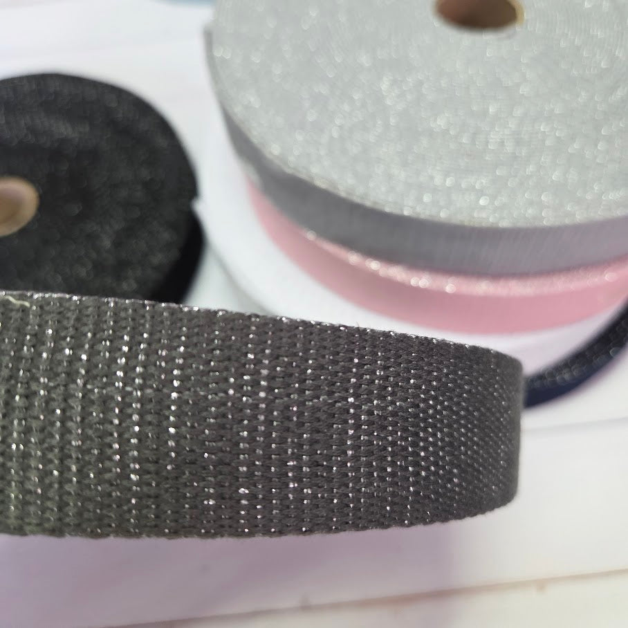 Silber Glitzer Gurtband - verschiedene Farben - 30mm