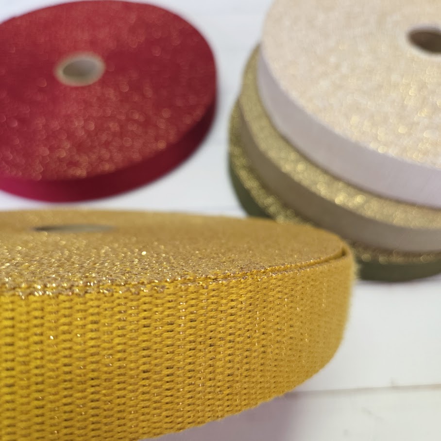 Gold Glitzer Gurtband - verschiedene Farben - 30mm