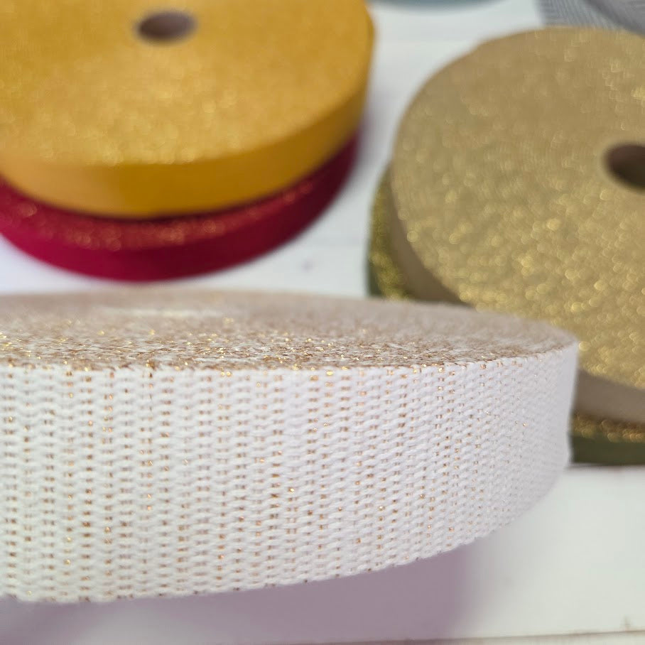 Gold Glitzer Gurtband - verschiedene Farben - 30mm