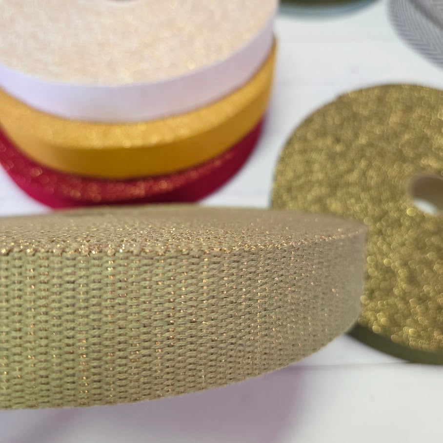 Gold Glitzer Gurtband - verschiedene Farben - 30mm