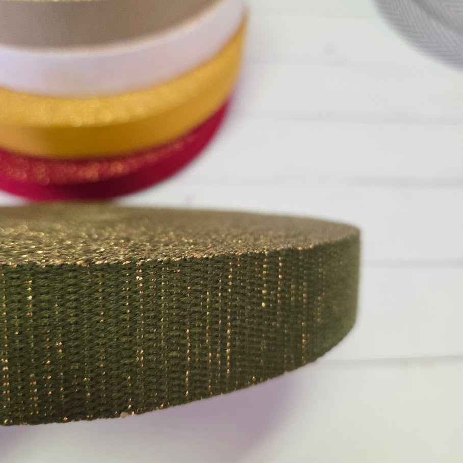 Gold Glitzer Gurtband - verschiedene Farben - 30mm