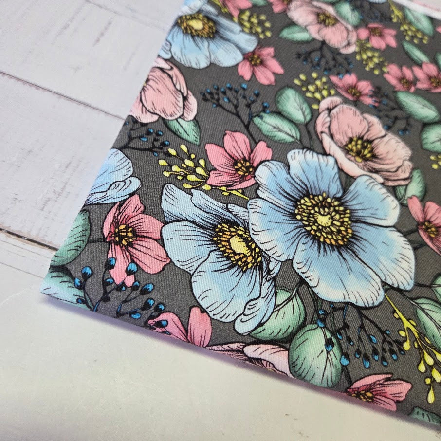 MYO Design - Twill Canvas - Pastel Flowers - grau