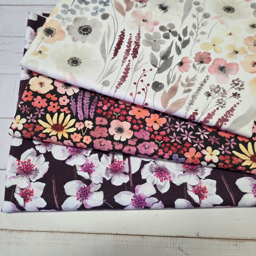 MYO Design - Twill Canvas - Watercolour Flowers - white