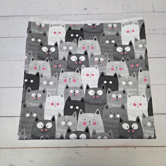 MYO Design - Twill Canvas - Katzen - hellgrau