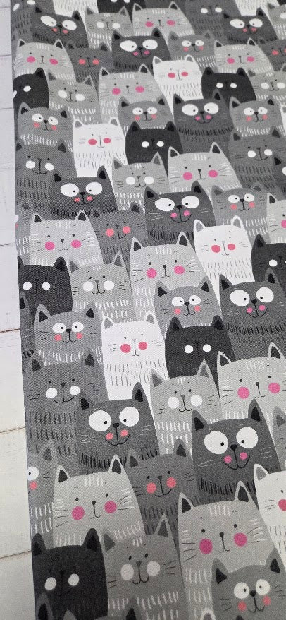 MYO Design - Twill Canvas - Katzen - hellgrau