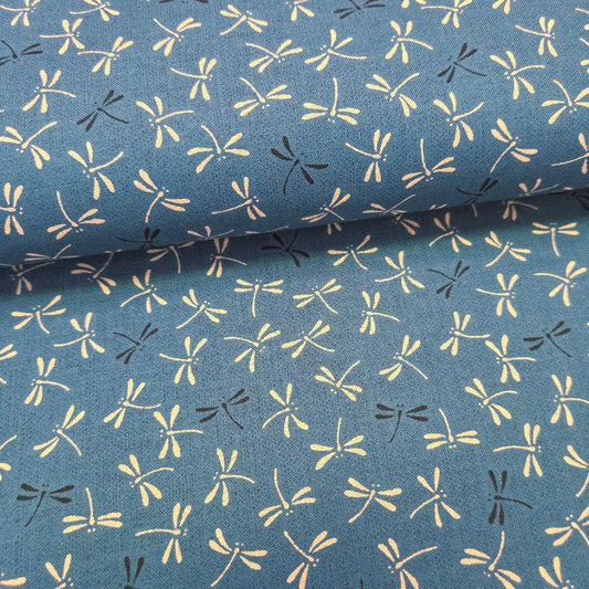 Baumwollstoff - Japanische Libellen - petrol