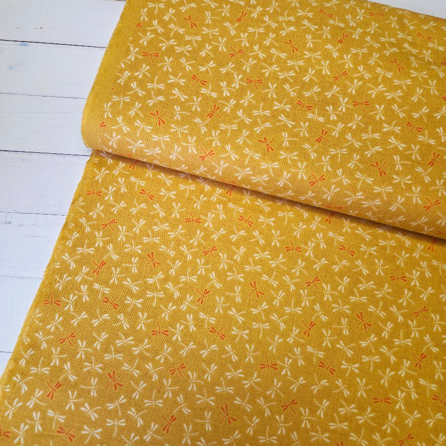Baumwollstoff - Japanische Libellen - yellow