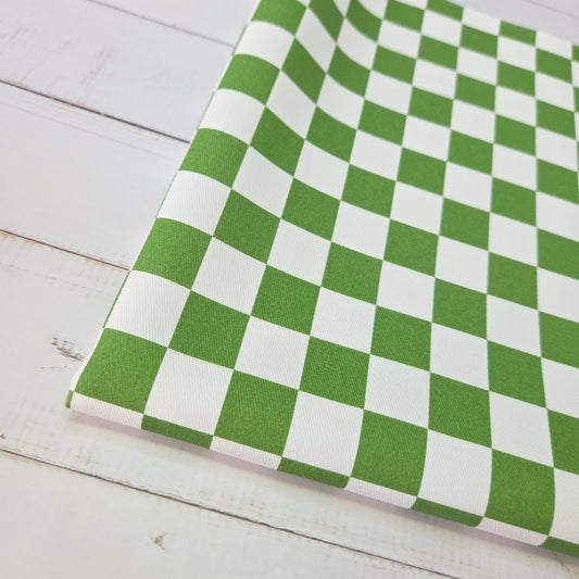 MYO Design - Türkis Checkered - Karo Twill Canvas in grün-weiss