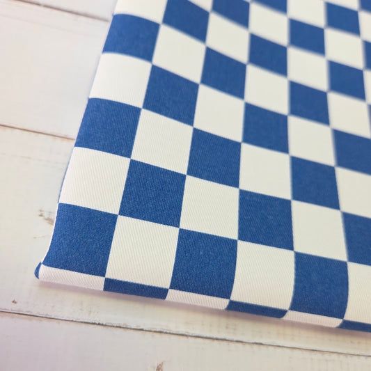 MYO Design - Türkis Checkered - Karo Twill Canvas in blau-weiss