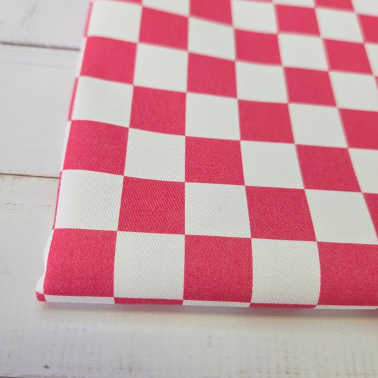 MYO Design - Türkis Checkered - Karo Twill Canvas in pink-weiss