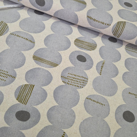 Kokka Trefle Canvas - Halbleinen - hellgrau / ecru