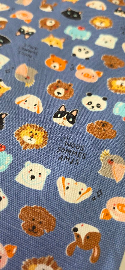 Kokka Canvas - Nous sommes amis - Allover Kawai Tiere - Oxford Canvas