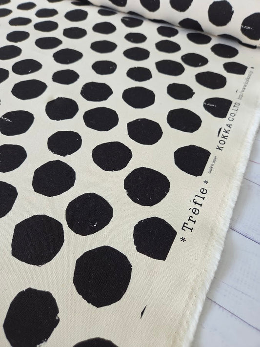 Kokka Trefle Canvas - Dots - Oxford Canvas - weiss-schwarz