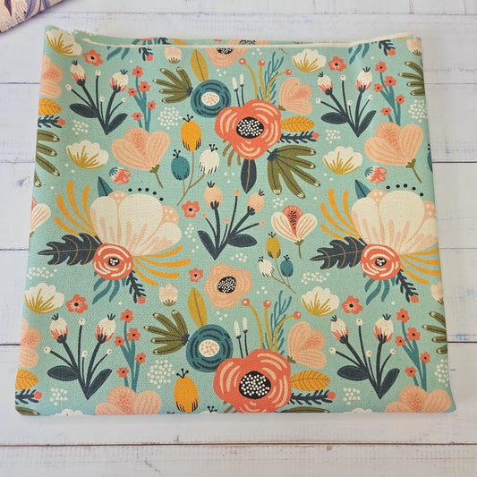 MYO Design - Unbleached Cotton Canvas - Flowerfield türkis