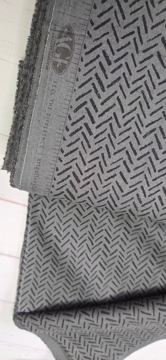 Art Gallery - Sgraffito - Linen Blend - Herringbone Etch graphite