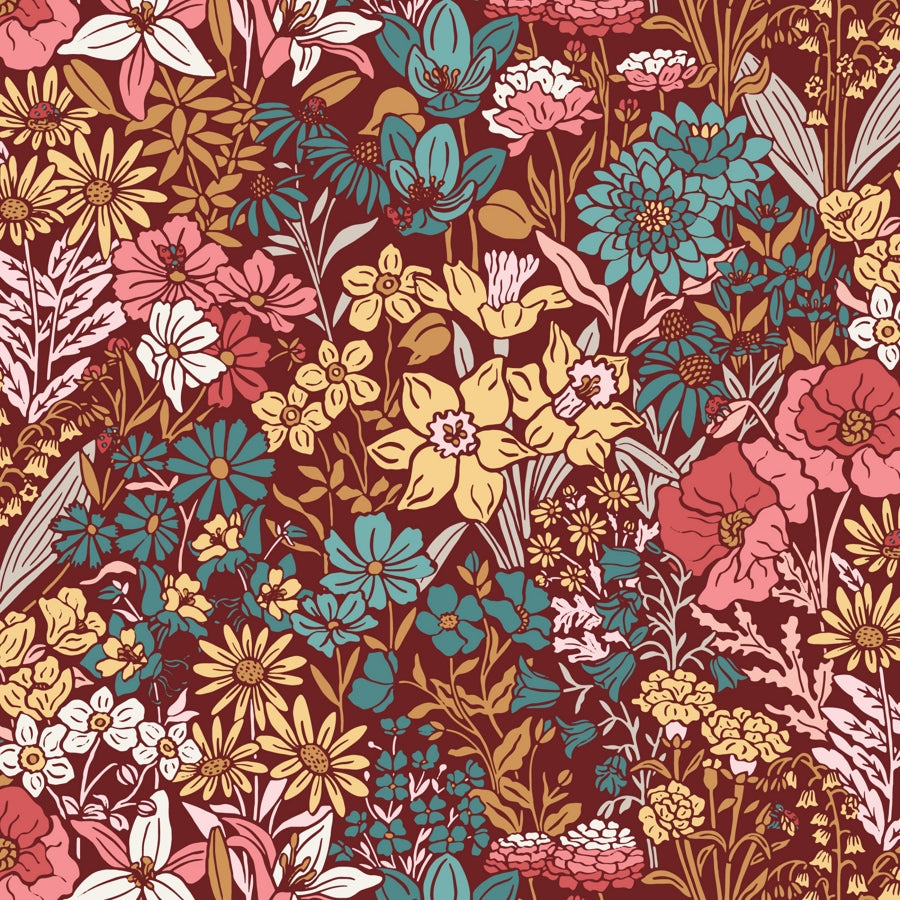 Cloud9 - Bio Baumwolle - Eventide - Garden - burgundy