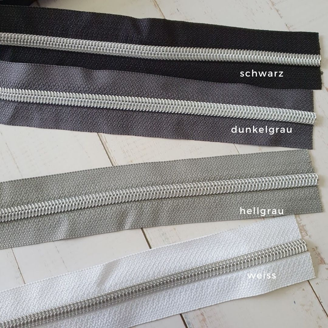 Metallic Reissverschluß silber - verschiedene Farben