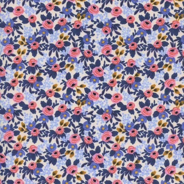 Cotton and Steel - Rifle Paper Co. - Les Fleurs - Rosa - hellblau