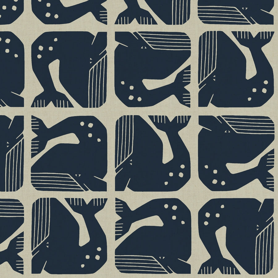 Cotton and Steel - By the seaside - Grumpy Whale - blue grey