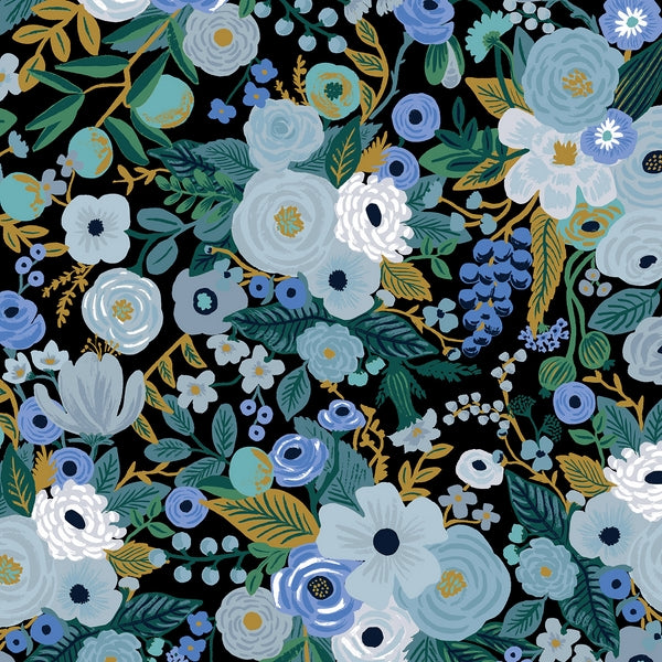 Cotton and Steel - Rifle Paper Co. - Garden Party - blue