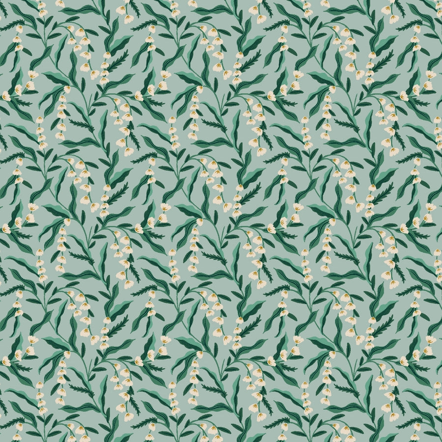 Cotton and Steel - Rifle Paper Co. - Vintage Garden - Lily - mint metallic
