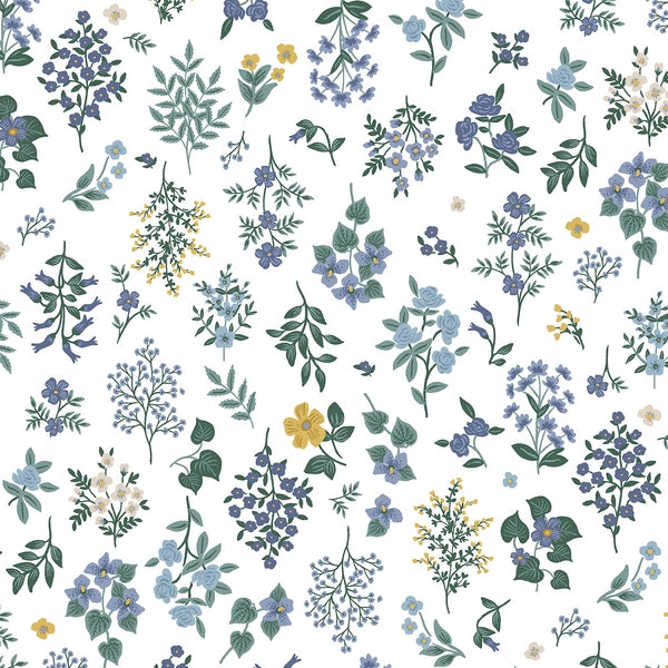 Cotton and Steel - Rifle Paper Co. - Strawberry Fields - Hawthorne - periwinkle