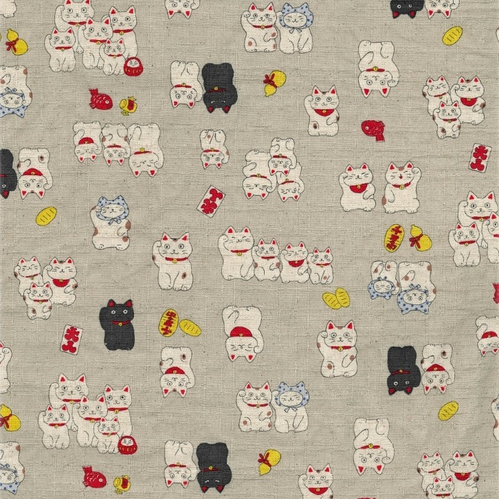 Kokka Canvas - Baumwoll Dobby - Lucky Cats