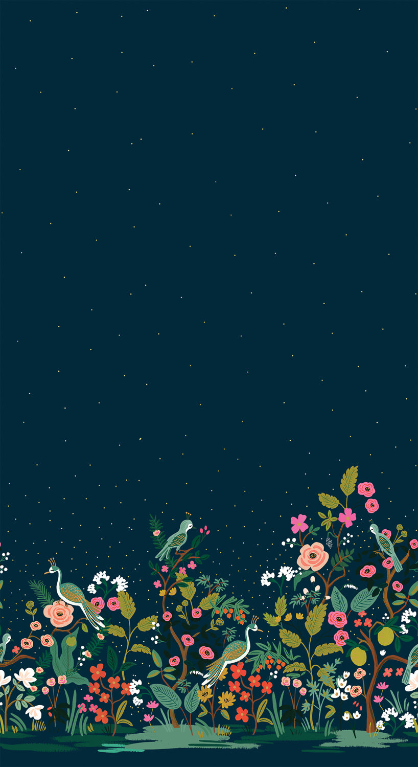 Cotton and Steel - Rifle Paper Co. - English Garden - Growing Garden navy