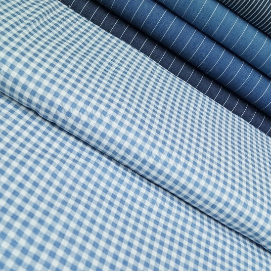 Sommerjeans kariert - hellblau