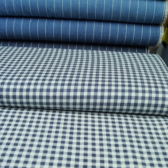 Sommerjeans kariert - dunkelblau