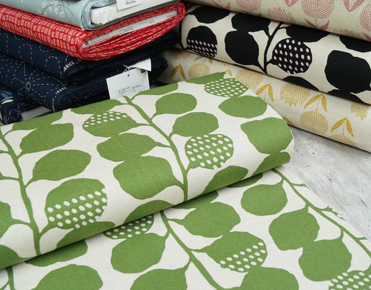 Leinen-Baumwollmix Canvas - Ranken grün