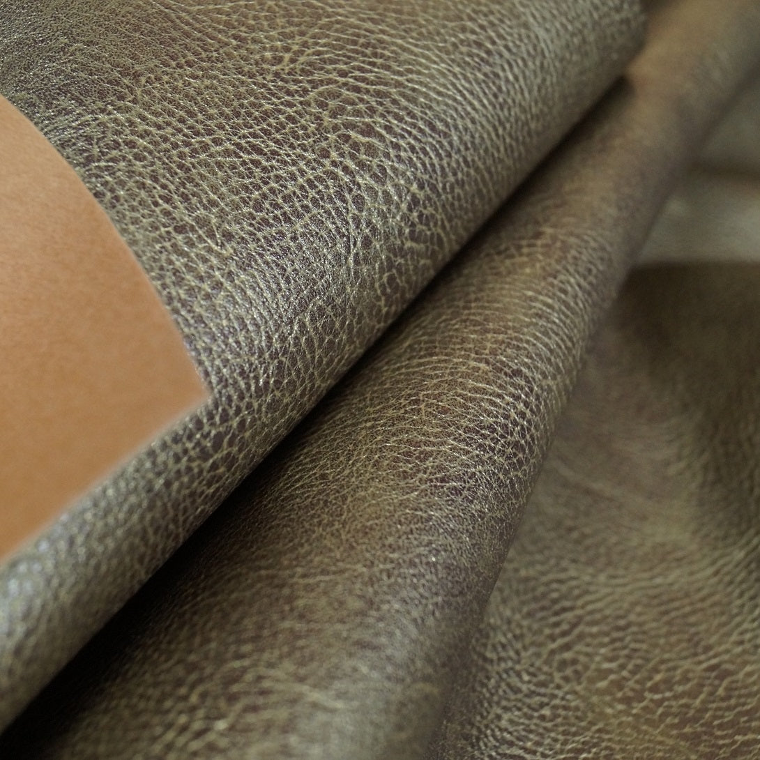 Kunstleder / Taschenleder - metallic altgold