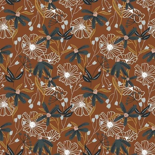 Cotton and Steel - Wallflower - Blooms - umber