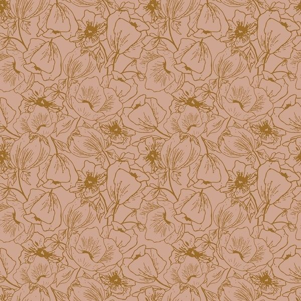 Cotton and Steel - Wallflower - Anemones - mauve