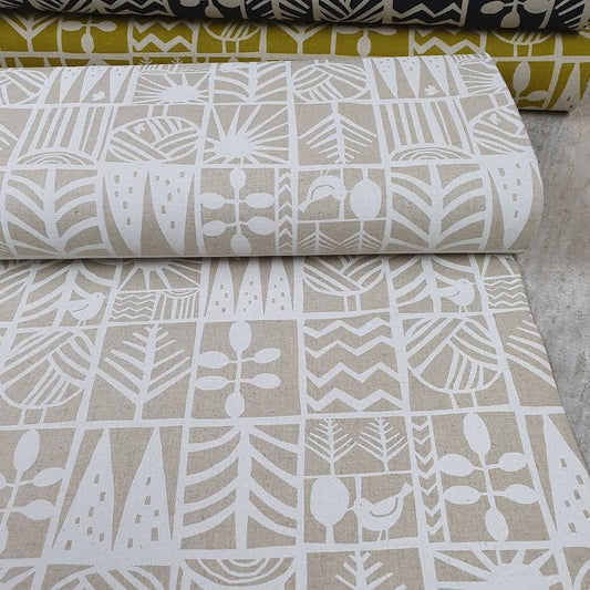 Kokka Canvas - Geolands - white