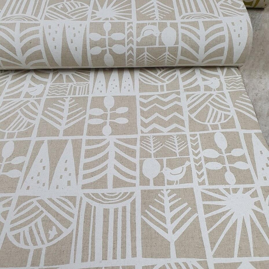 Kokka Canvas - Geolands - white