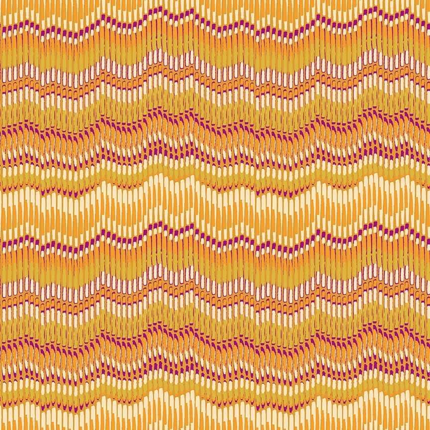 Makower - Henna - Moire Stripe yellow