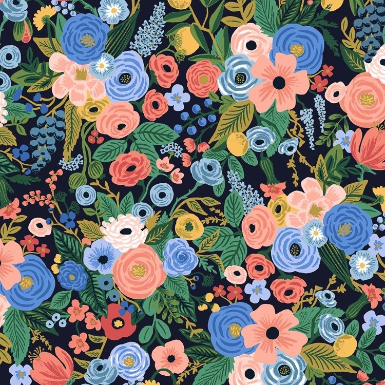 Cotton and Steel - Rifle Paper Co. - Wildwood - Garden Party navy