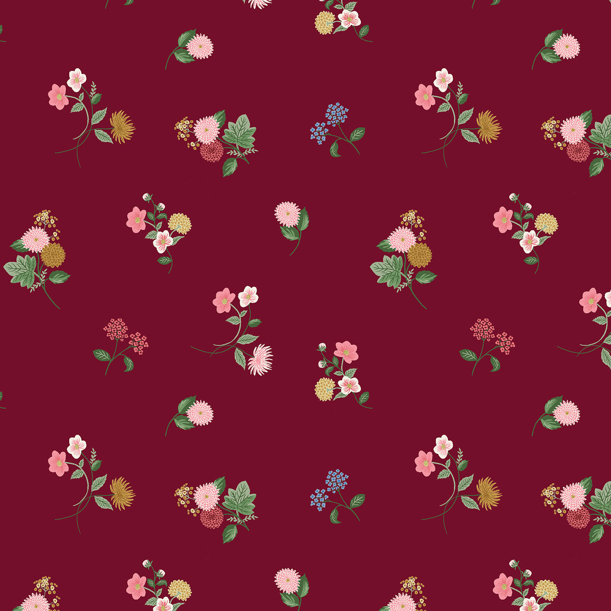 Cotton and Steel - Viskose Rayon - Dahlia Ditsy burgundy