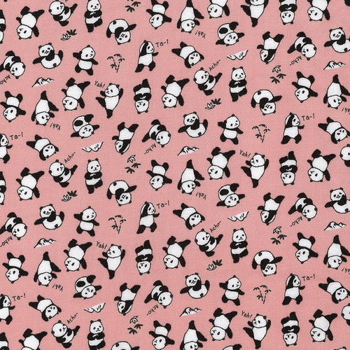 Kokka - Baumwollstoff - Trefle - Pandas - rosa