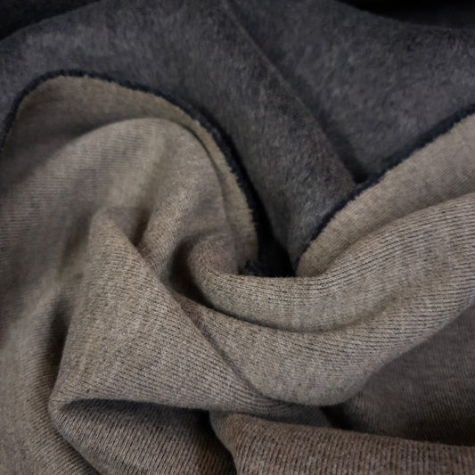 Wolloptik Doubleface - uni dunkelbraun/taupe