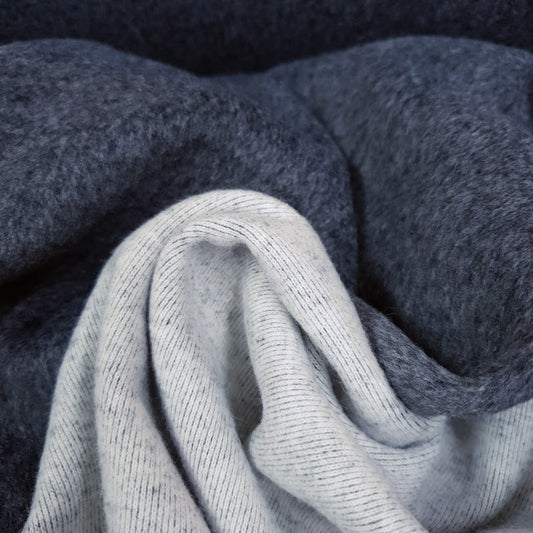 Wolloptik Doubleface - uni navy / ecru