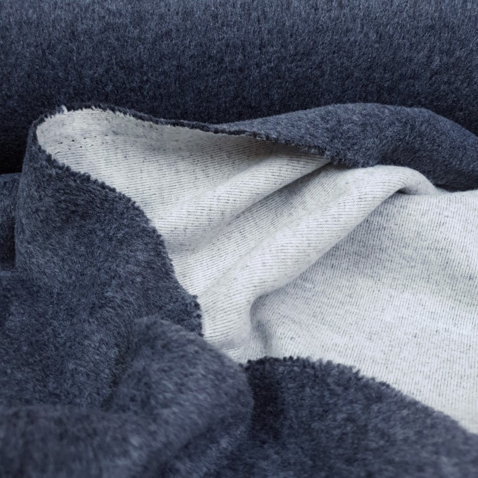 Wolloptik Doubleface - uni navy / ecru