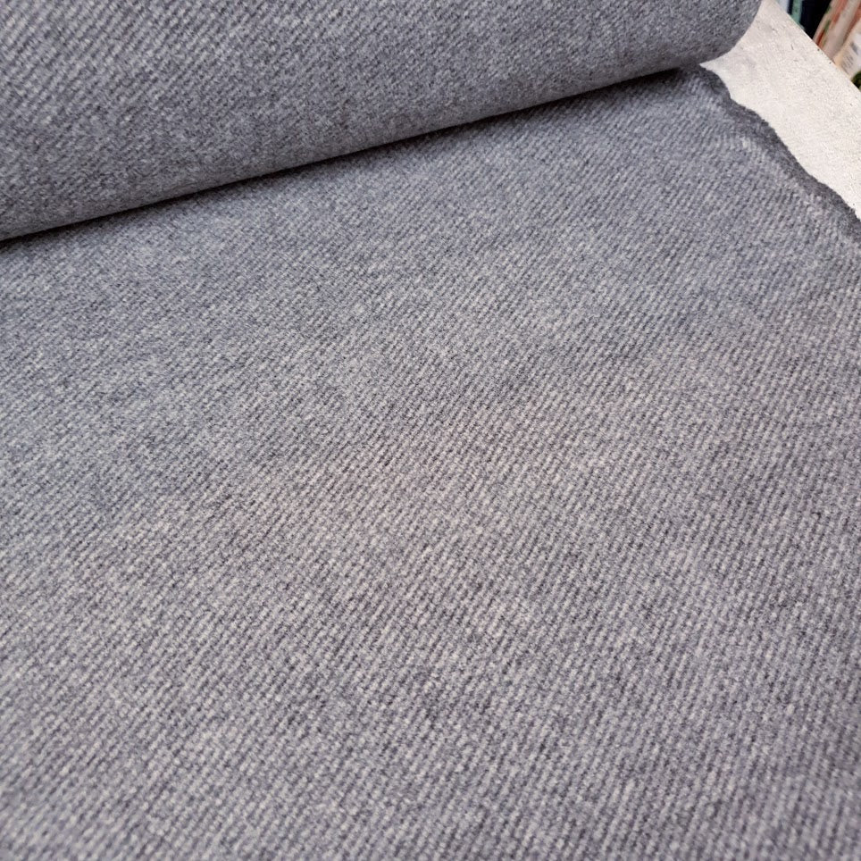 Wolloptik Doubleface - uni Streifen dunkelgrau