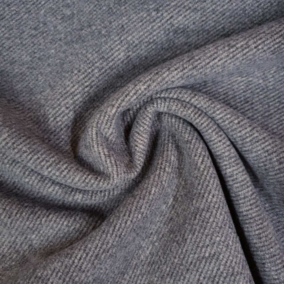 Wolloptik Doubleface - uni Streifen dunkelgrau