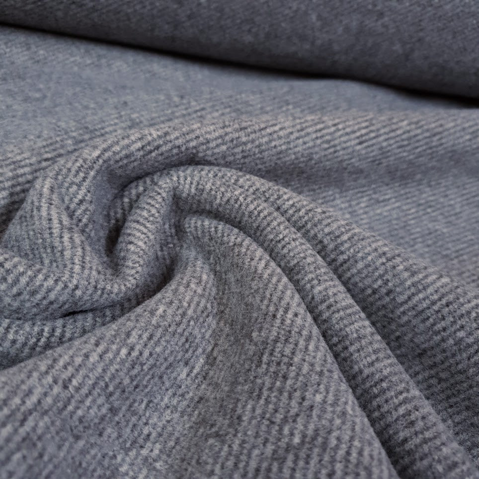 Wolloptik Doubleface - uni Streifen dunkelgrau