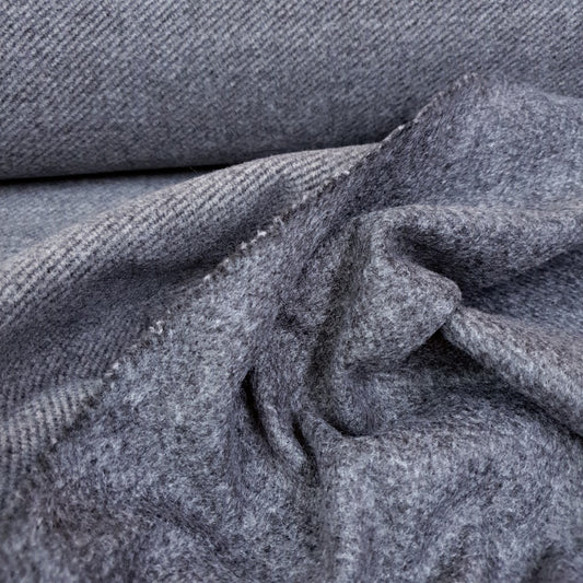 Wolloptik Doubleface - uni Streifen dunkelgrau