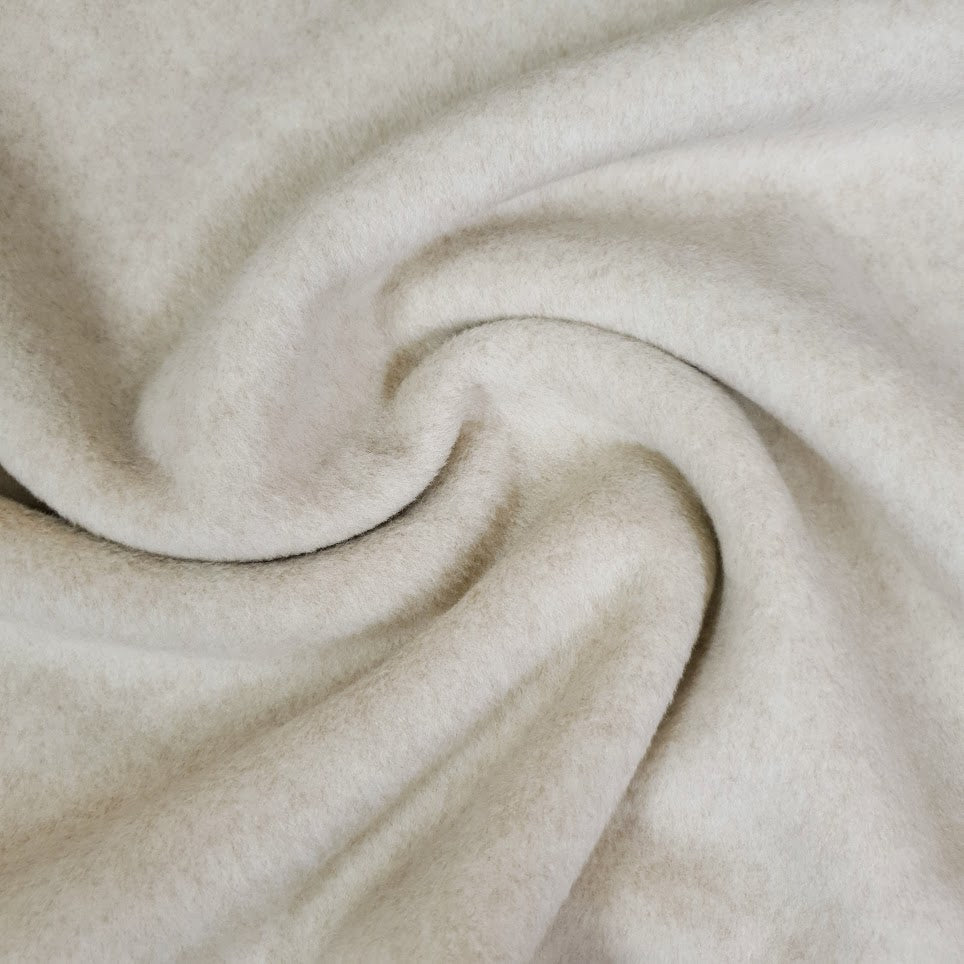 Wolloptik Doubleface - uni beige / ecru